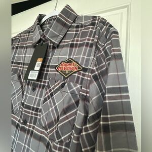 Harley Davidson 120th Anniversary Shirt Mens Medium Plaid Checked Button Up NWT